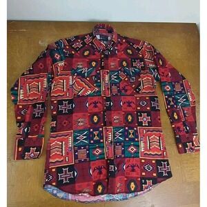 Vtg Panhandle Slim Button Up Shirt Sz L Southwestern Brushpopper Cowboy Aztec